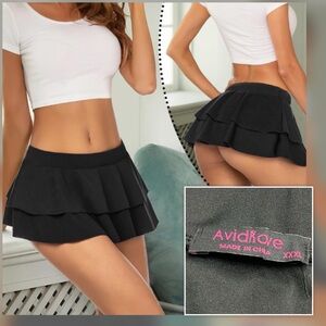 NWT | Avidlove Black Ruffle Layered Mini Skirt